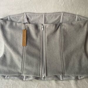 Skims Fleece Lounge Zip Up Corset in Light Heather Grey Size 4X NWT